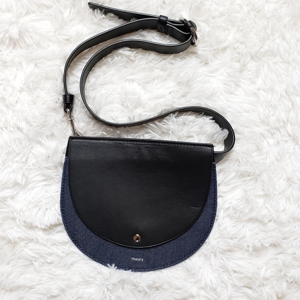 Theory Post Saddle Leather Belt Bag Fanny Pack EUC